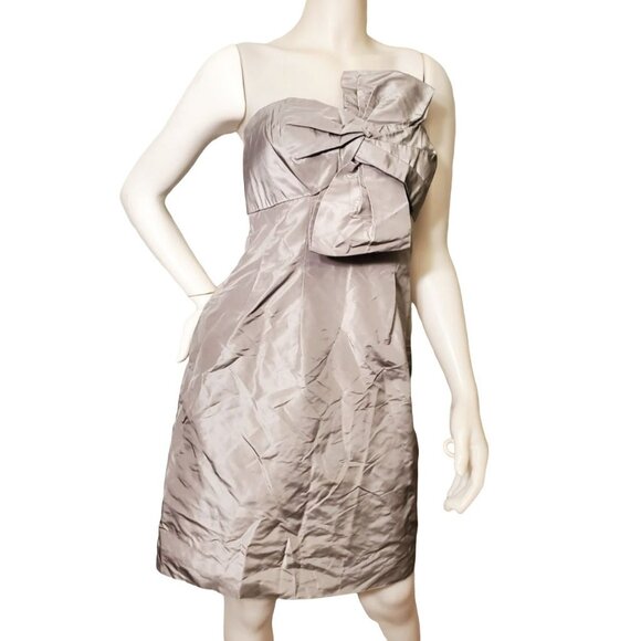 Y2K New J. Crew 8 Mini Dress Silk Strapless Party Bow Prom Party Formal Pockets - Picture 2 of 13